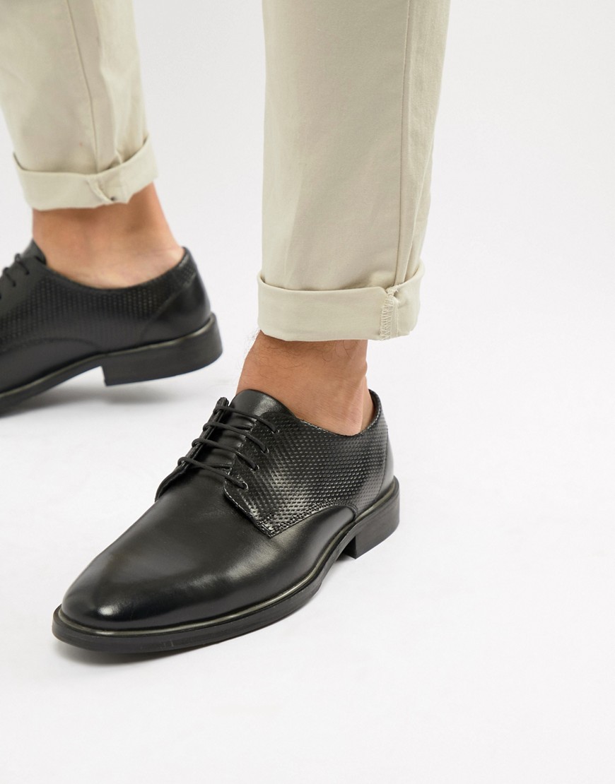 Silver Street Embossed Derby Lace Up Shoe in Black