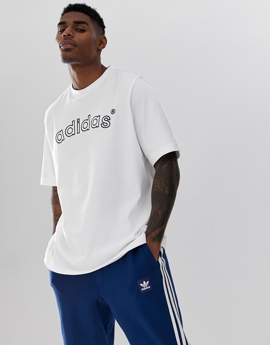 adidas Originals t-shirt with vintage logo embroidery in white FH7909