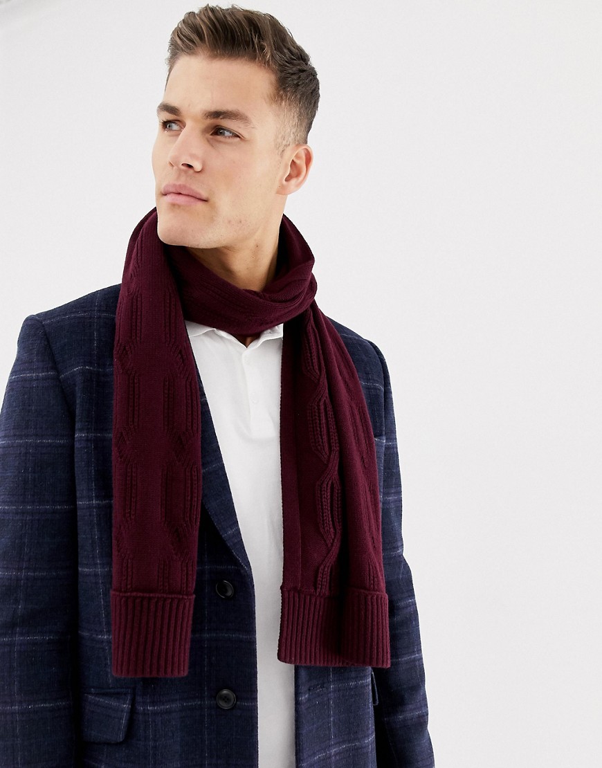 Ted Baker Foscarf scarf in cable knit - Red