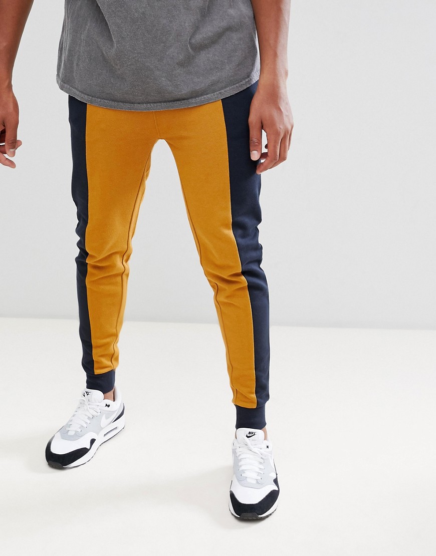 ASOS DESIGN skinny joggers with colour blocking