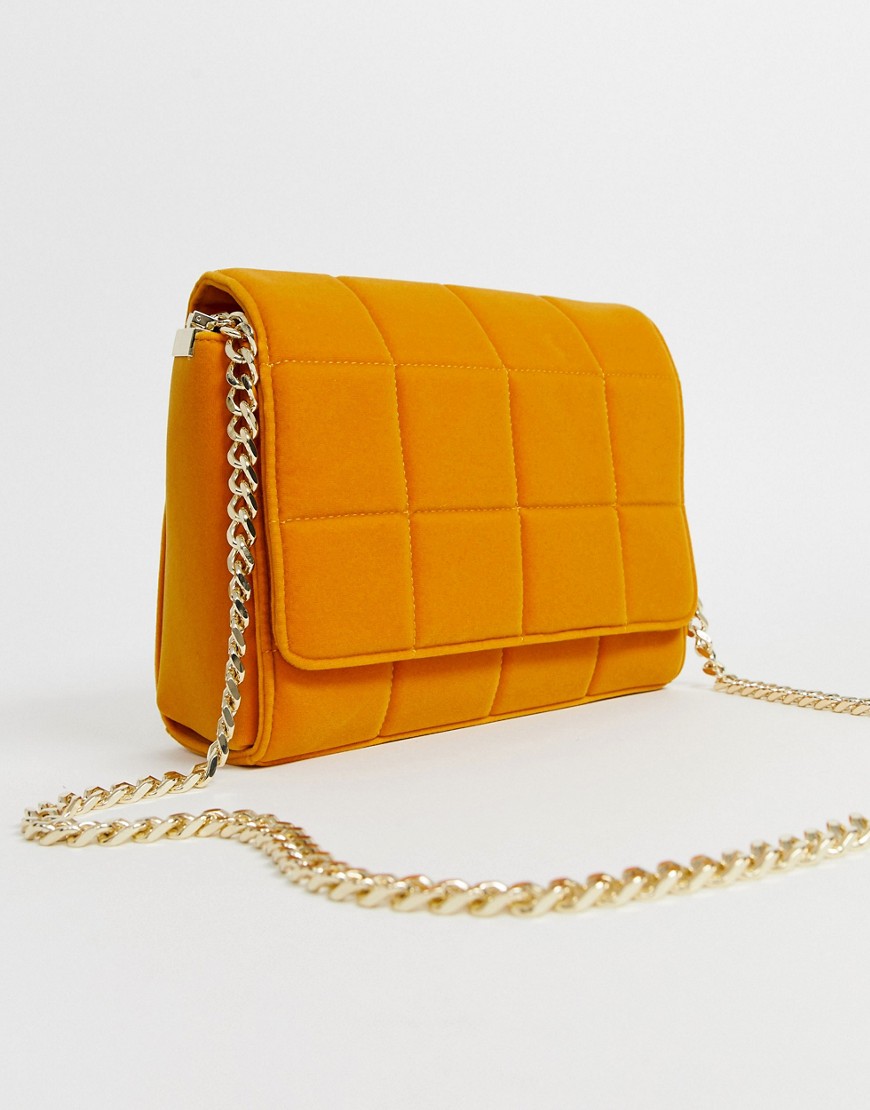 French Connection Rafa quilted velvet bag with chain strap