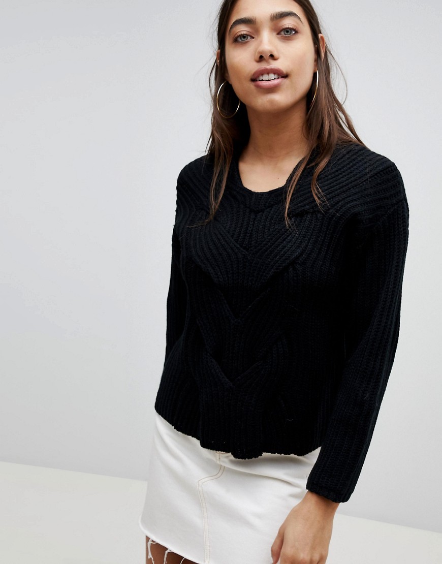 Girl In Mind Cable Front Detail Jumper