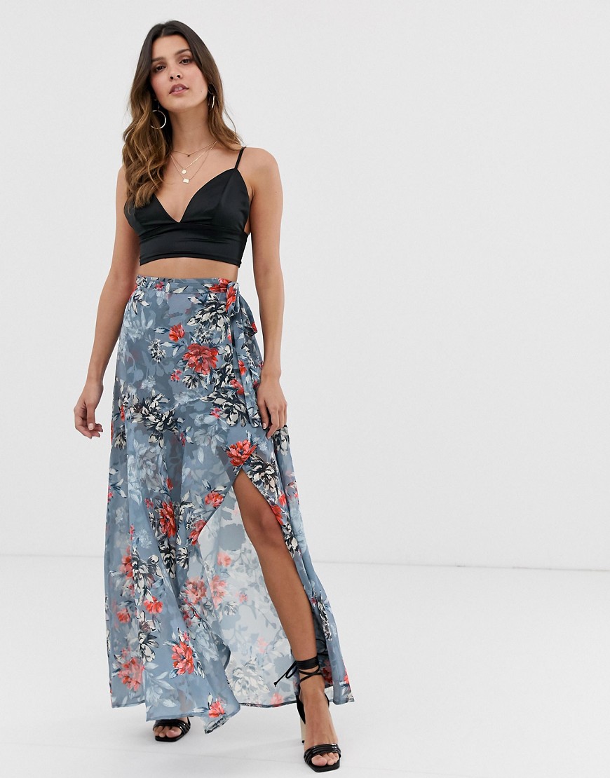 French Connection floral midi wrap skirt