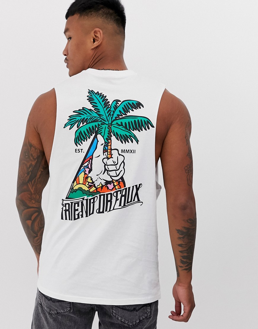 Friend or Faux thumbs up back print sleeveless t-shirt vest