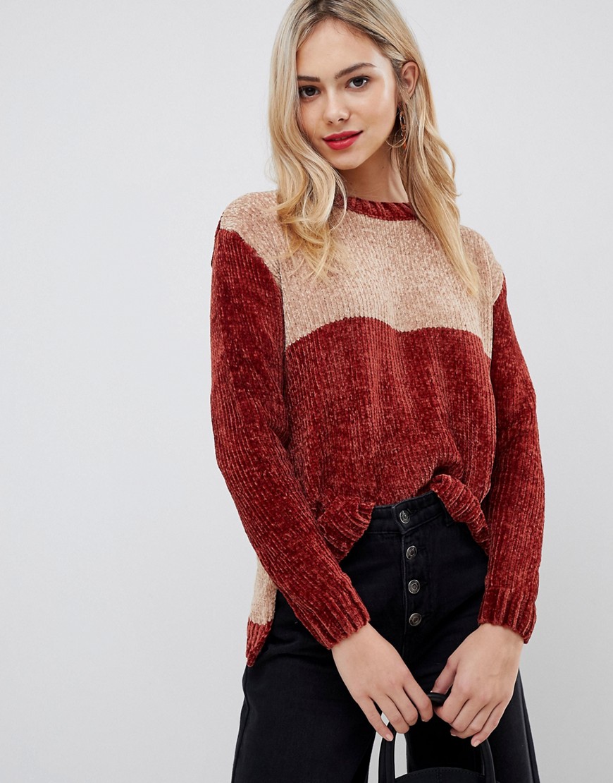 Stella Morgan Chenille Jumper with Contrast Panels - Camel