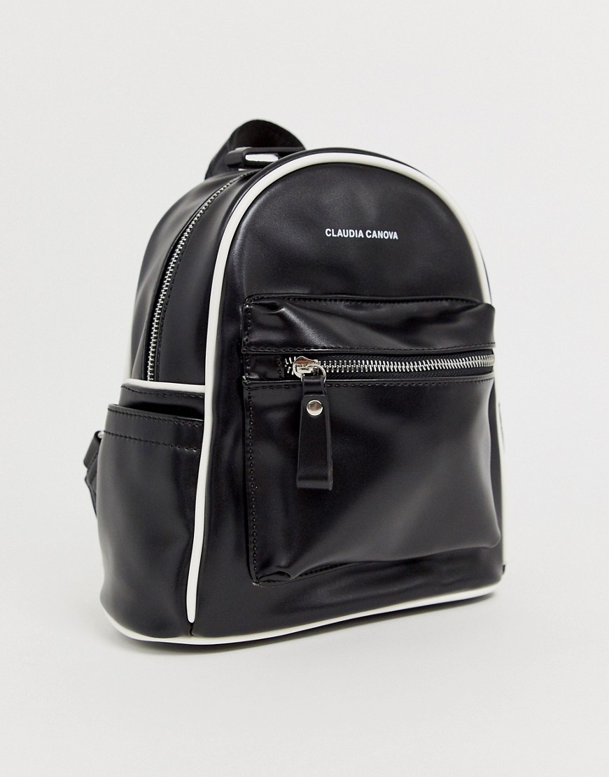 Claudia Canova Mouvement Black Backpack with White Piping