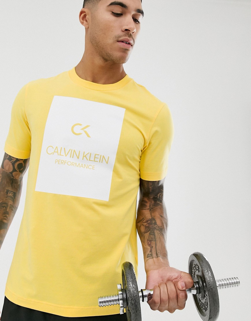 Calvin Klein Performance billboard logo t-shirt in yellow