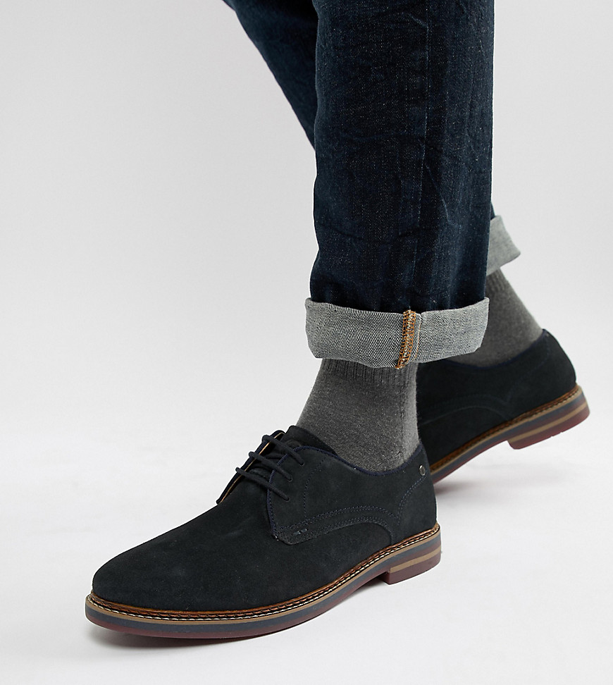 Base London Wide Fit Blake derby shoes in navy suede