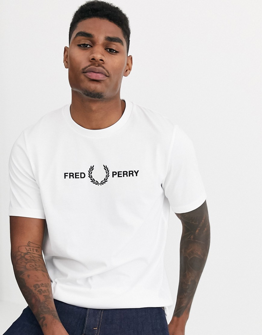 Fred Perry t-shirt with embroidered chest logo in white