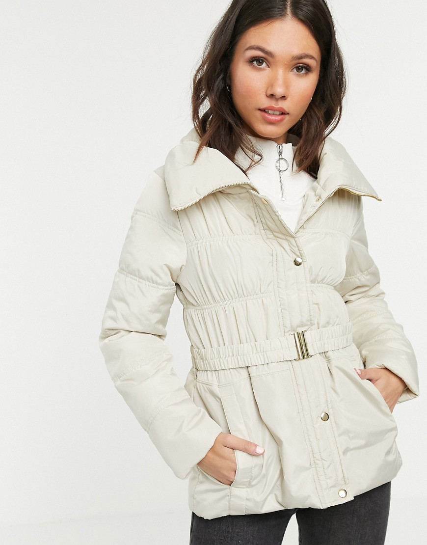 New Look short ruched padded coat