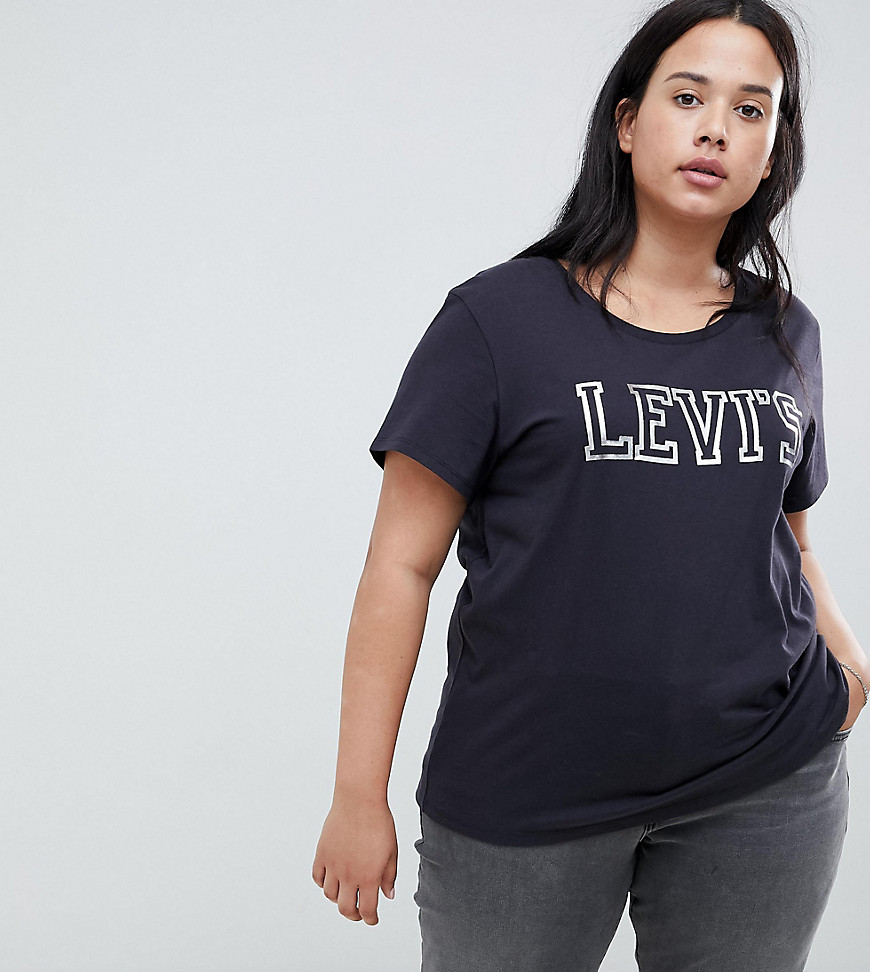 Levis Plus perfect t shirt with varisty logo - Plus varsity caviar