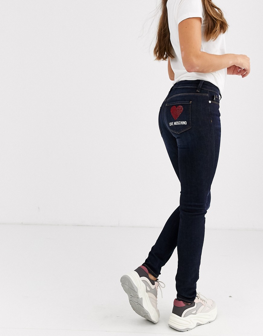 Love Moschino heart back pockets  skinny jeans