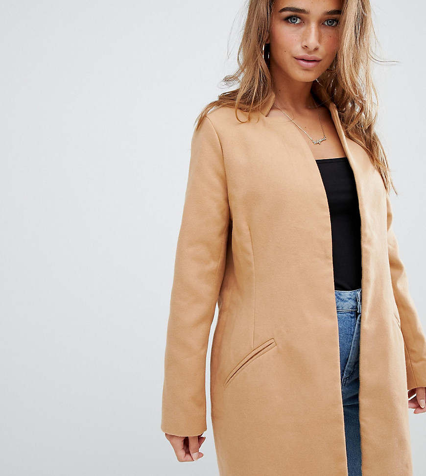 Missguided Petite tailored formal coat in camel