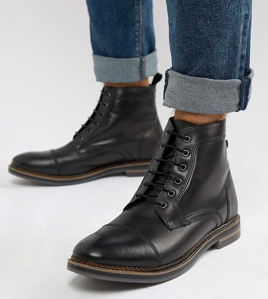 Base London Wide Fit Hockney lace up boots in black