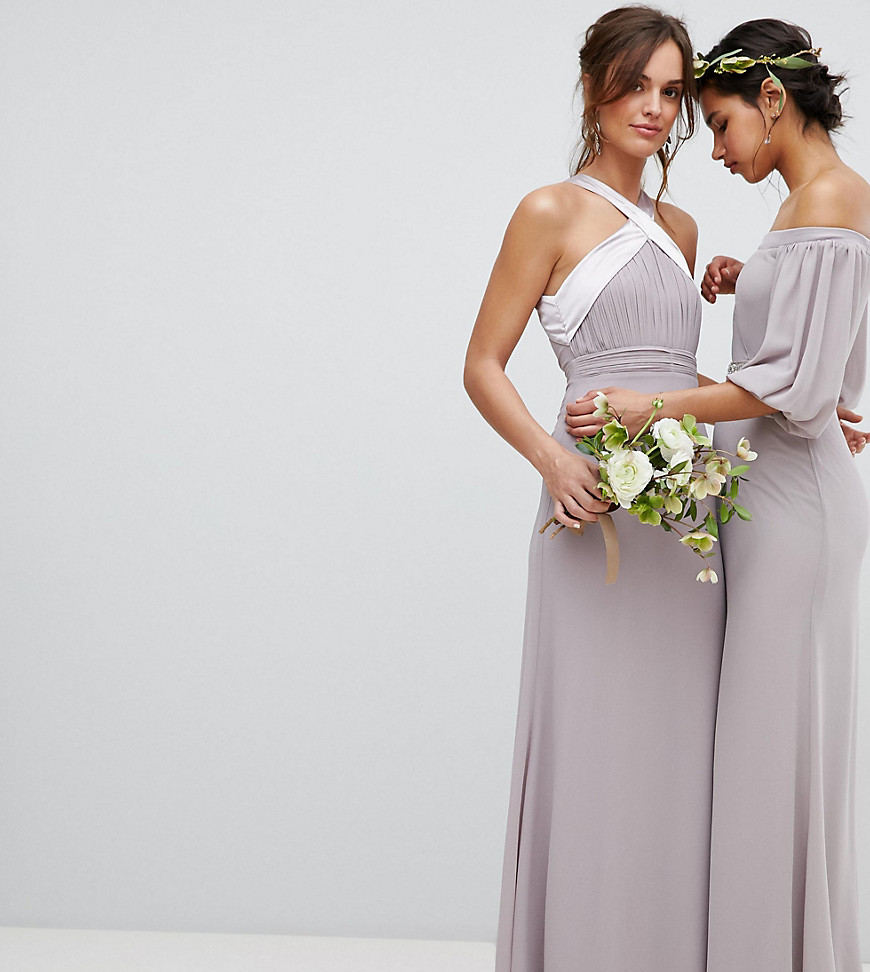 TFNC Bow Back Pleated Maxi Bridesmaid Dress