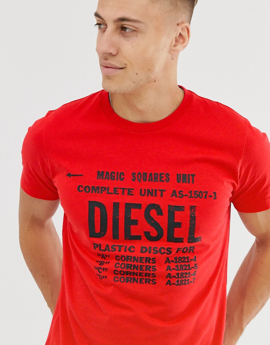 Diesel T-Diego-B6 logo text print t-shirt in red