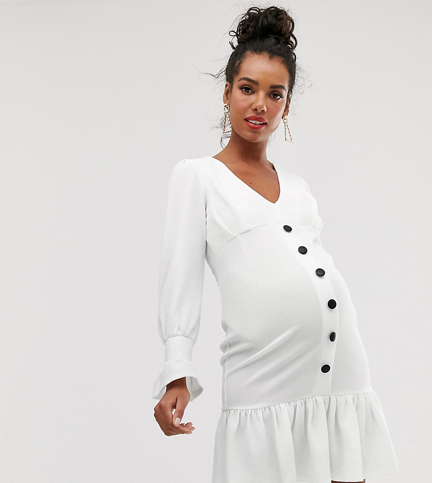 ASOS DESIGN Maternity button through long sleeve mini dress