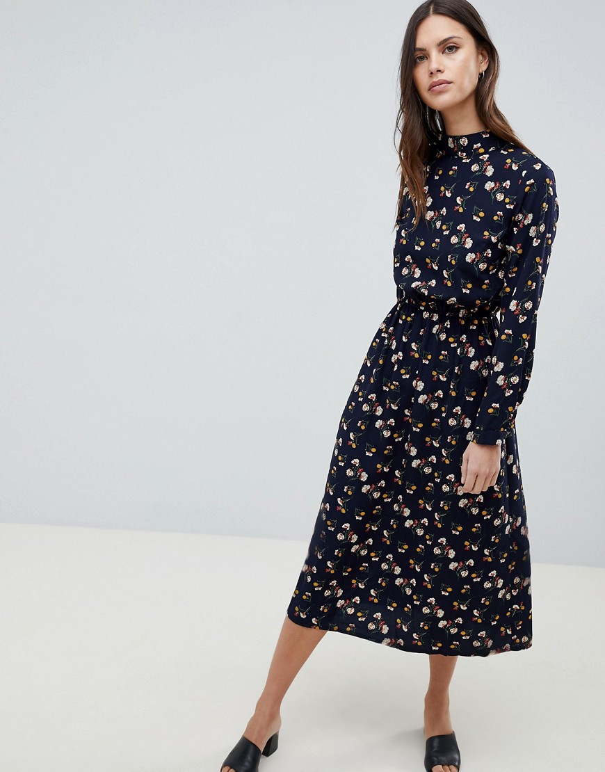 Uttam Boutique Long Sleeve Floral Maxi Dress - Navy