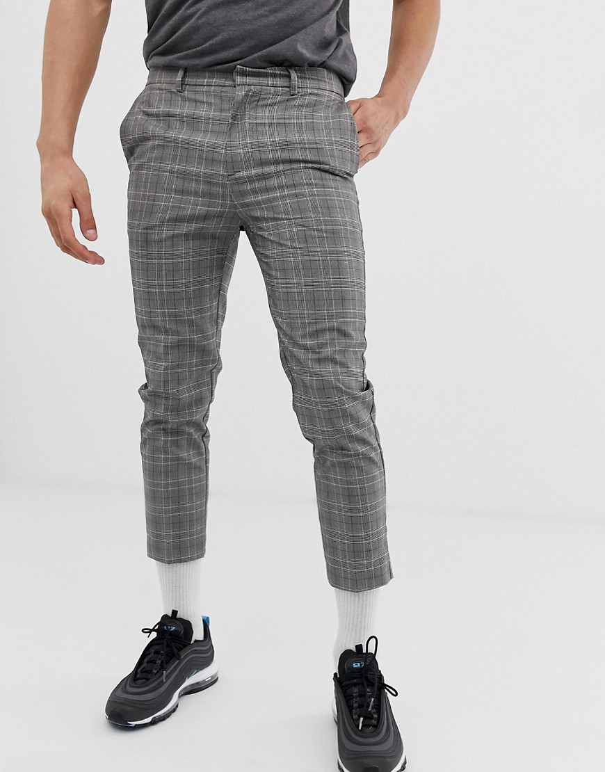 New Look cropped smart trousers in Prince of Wales check