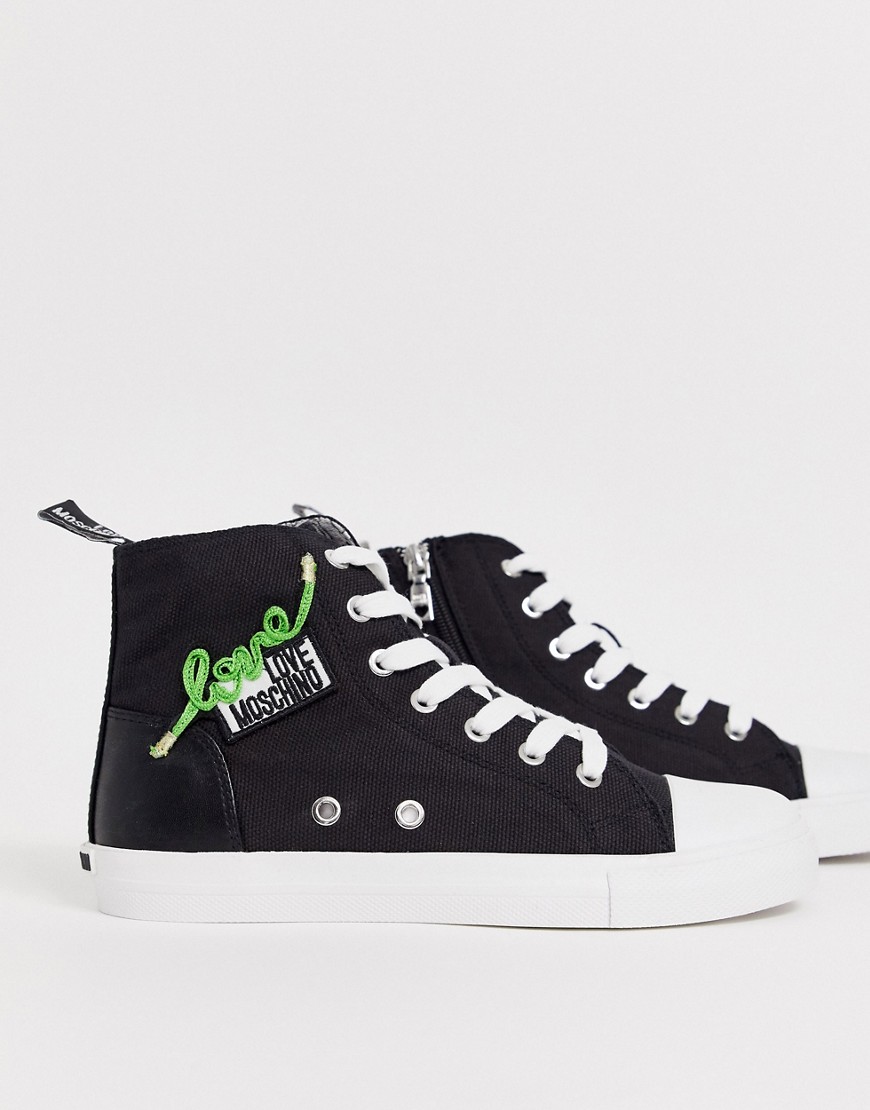 Love Moschino lace up hi top trainer black