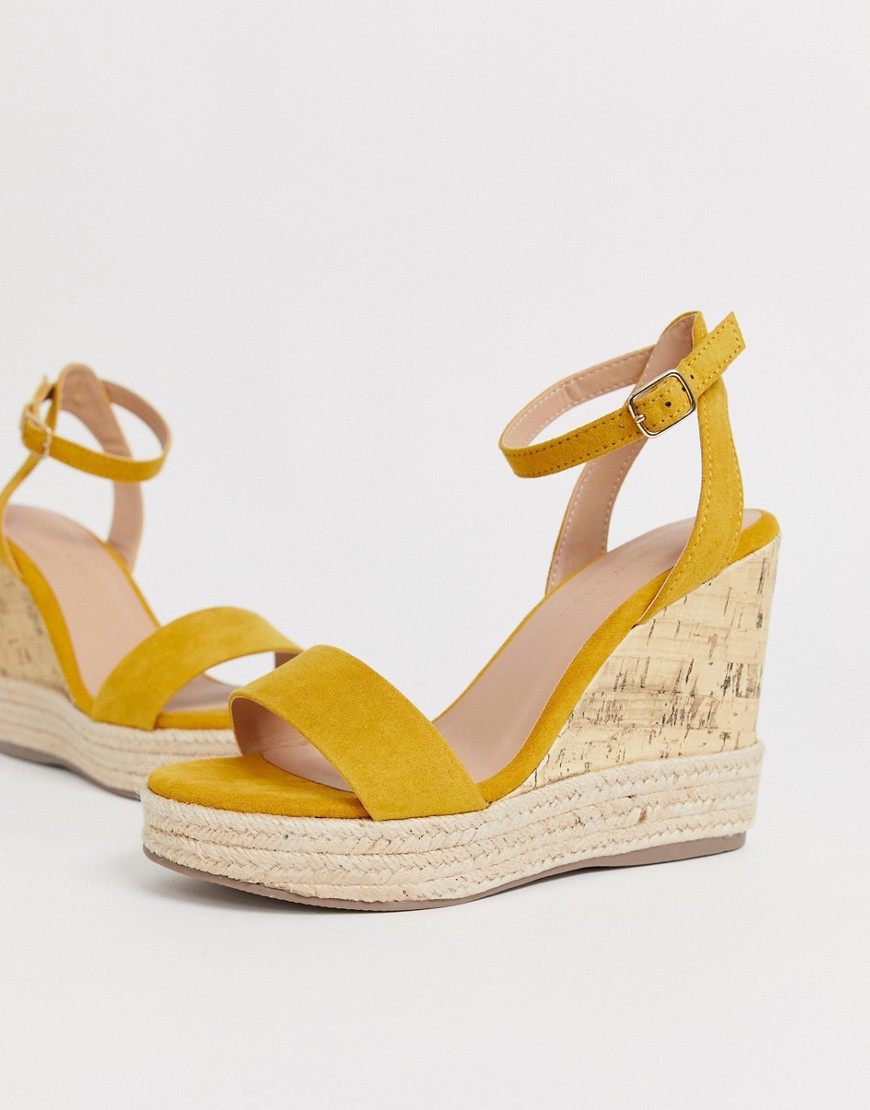 New Look strappy espadrille wedge sandal in dark yellow