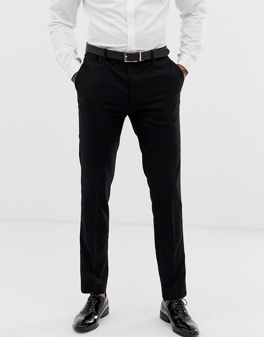 Avail London skinny fit suit trousers in black