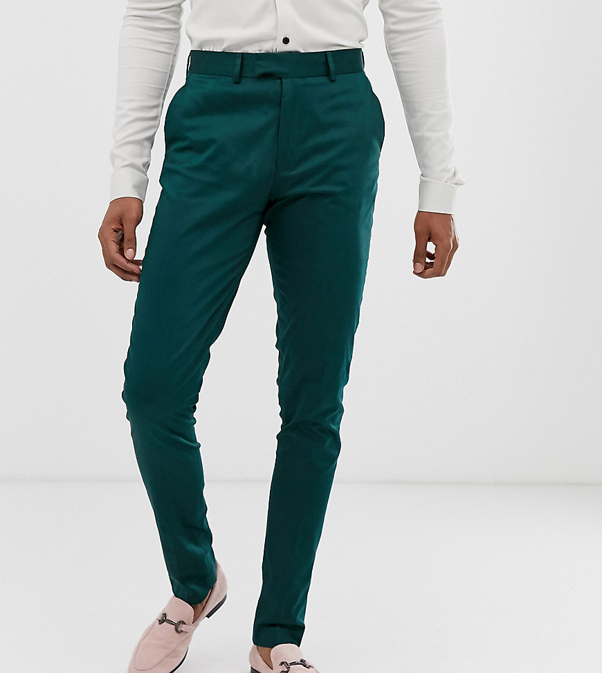 ASOS DESIGN Tall skinny trousers in green cotton