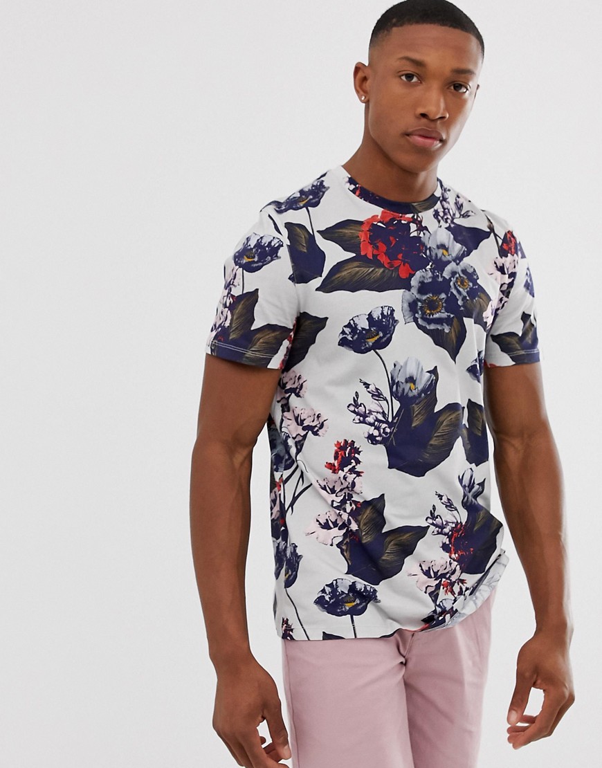 Ted Baker t-shirt with large floral print in grey