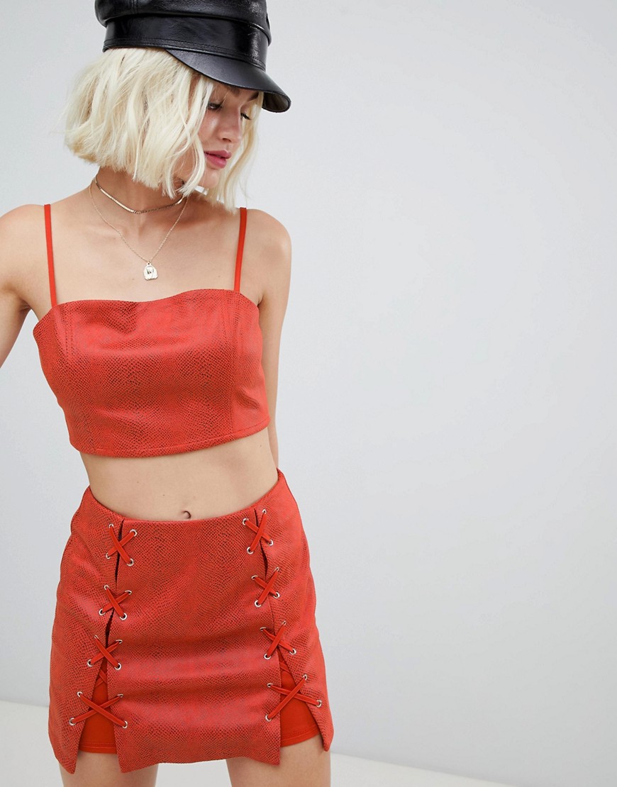 Emory Park cami crop top in faux snake co-ord