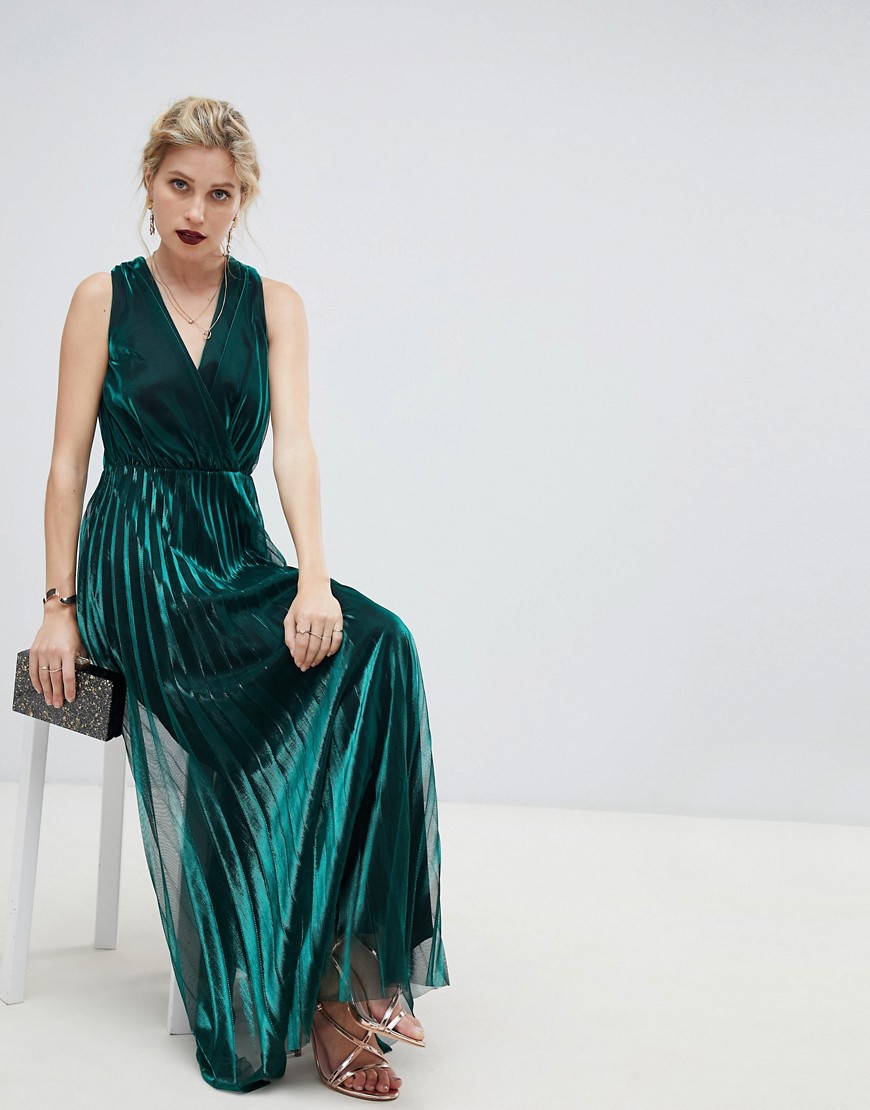 Coast shimmer wrap maxi dress - Forest