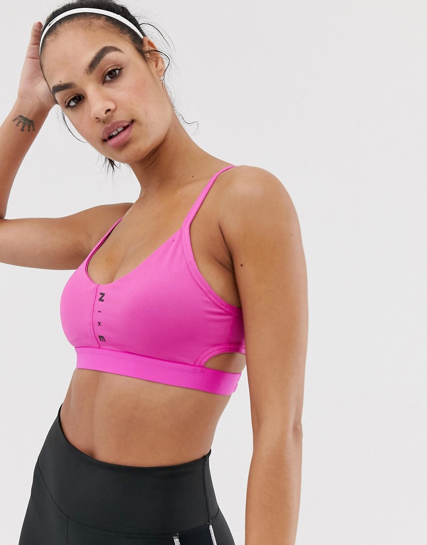 Nike Training Wrap Back Bra In Pink