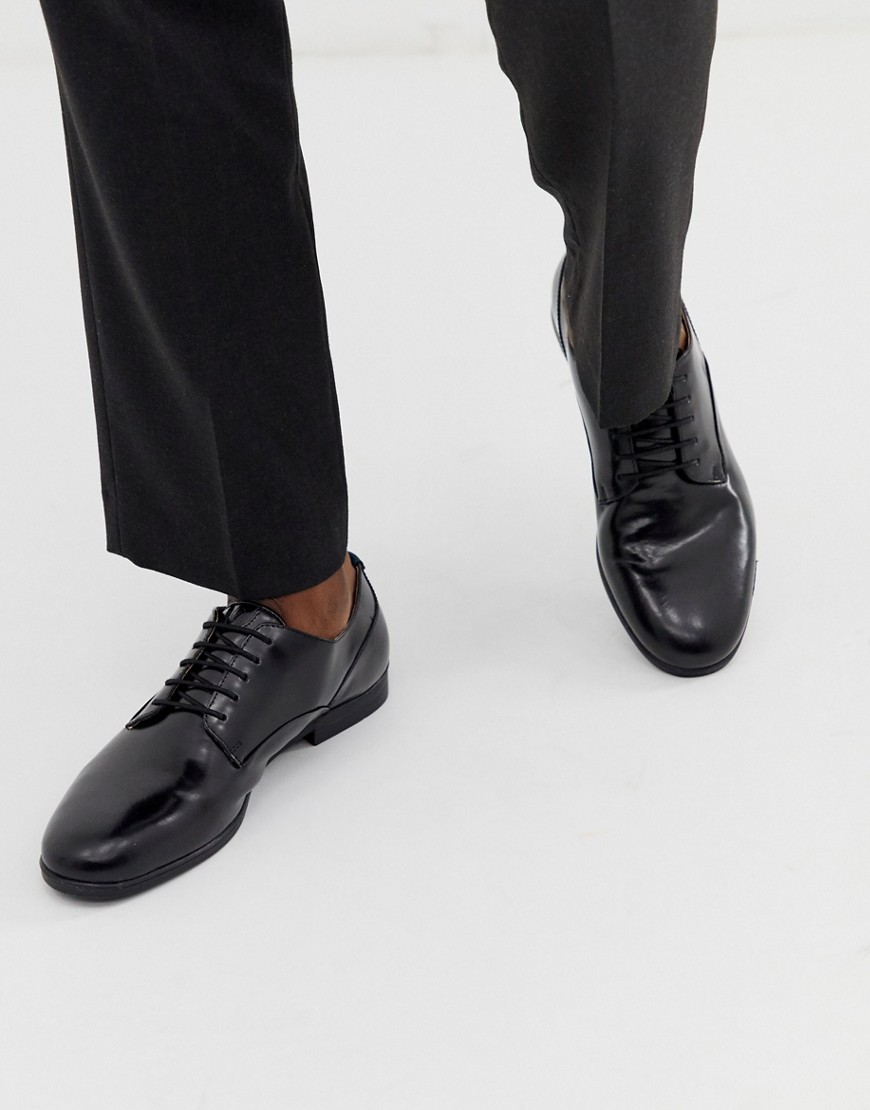 H by Hudson Axeminster lace up shoes in black high shine