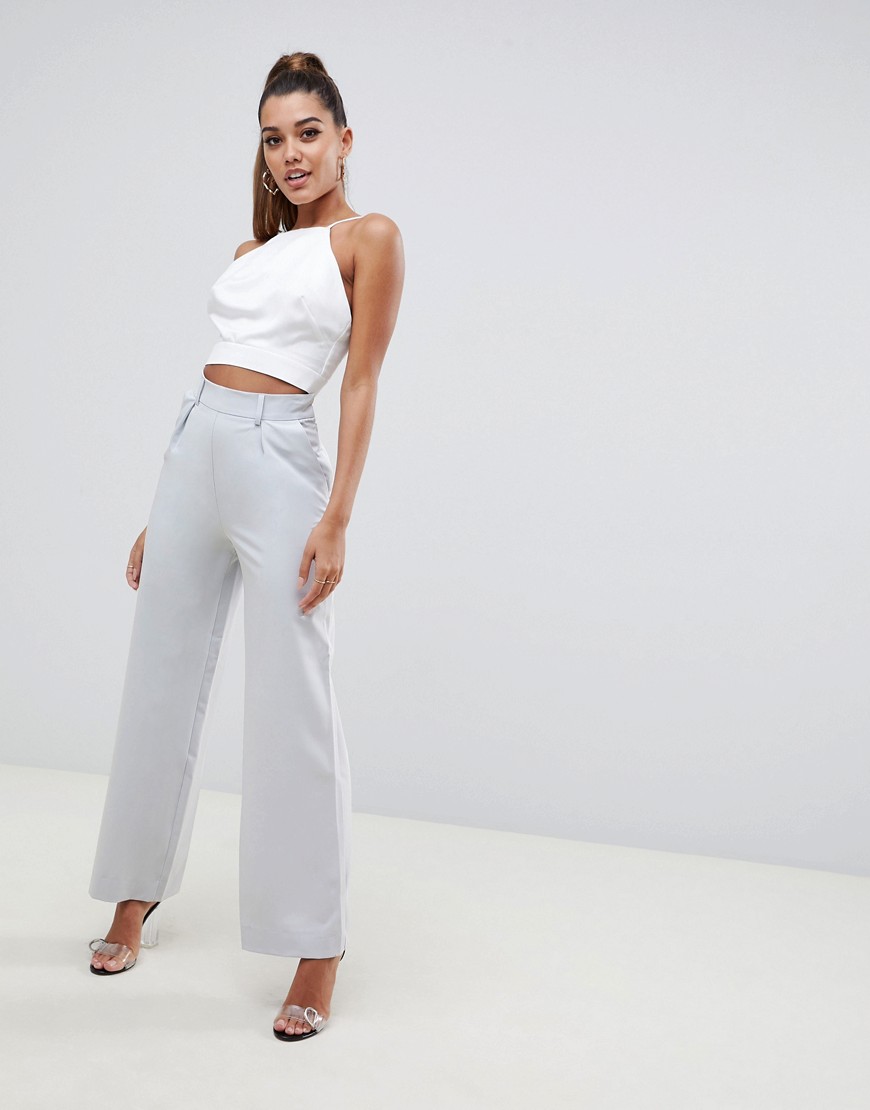 ASOS DESIGN wide leg trousers with pleat detail