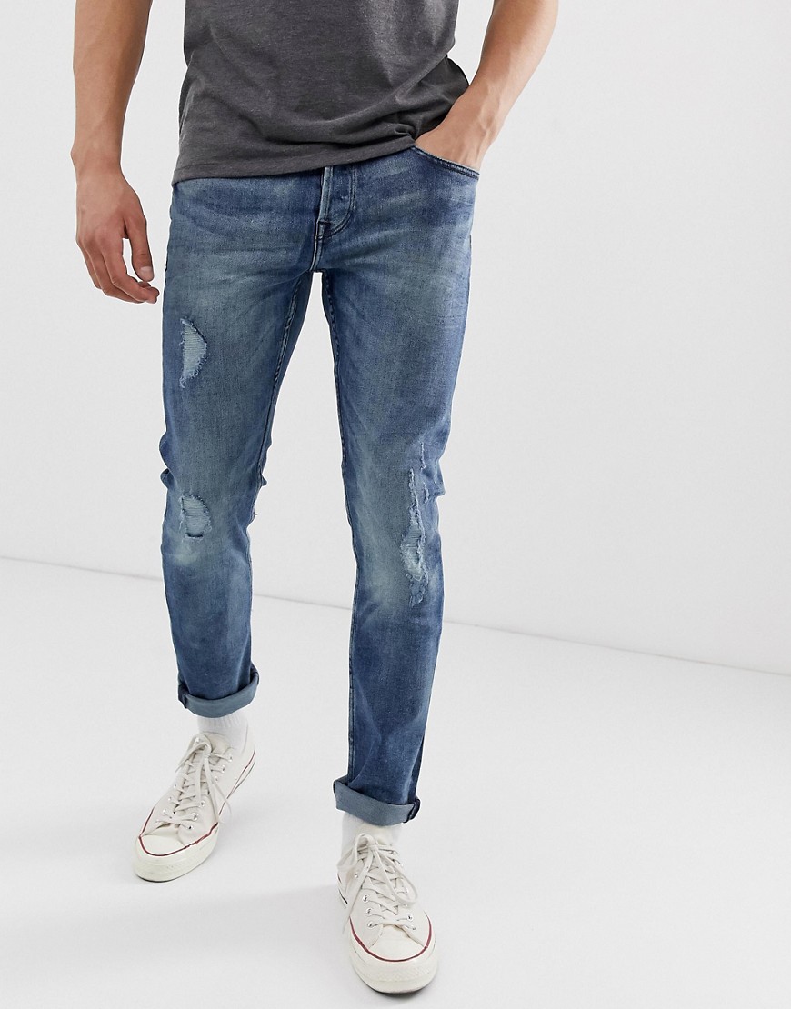 Only & Sons ripped jeans in blue