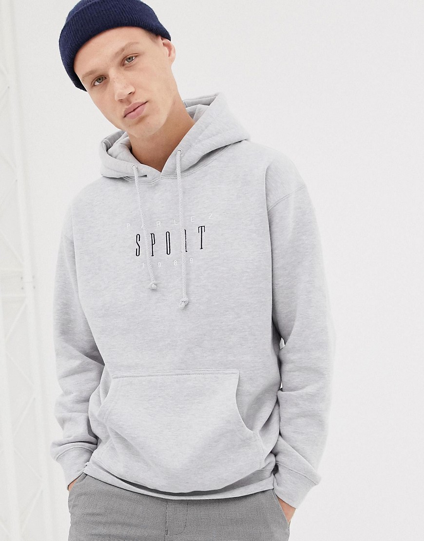 Parlez Fower hoodie with embroidered sport chest logo in grey
