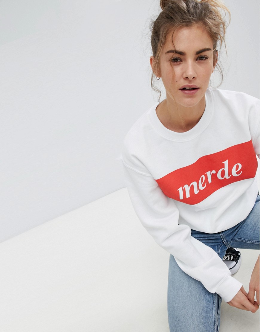 Adolescent Clothing Merde Sweatshirt - White / red