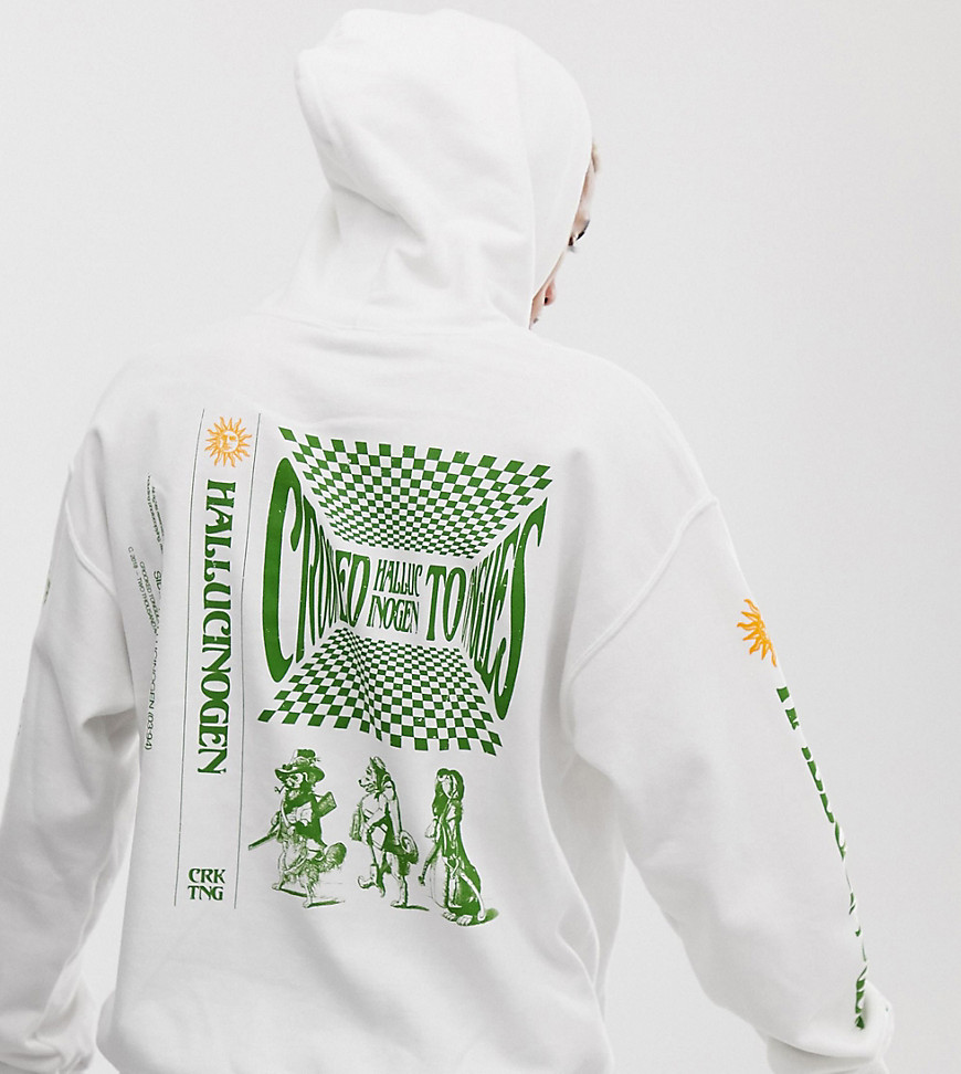 Crooked Tongues oversized hoodie in white with print