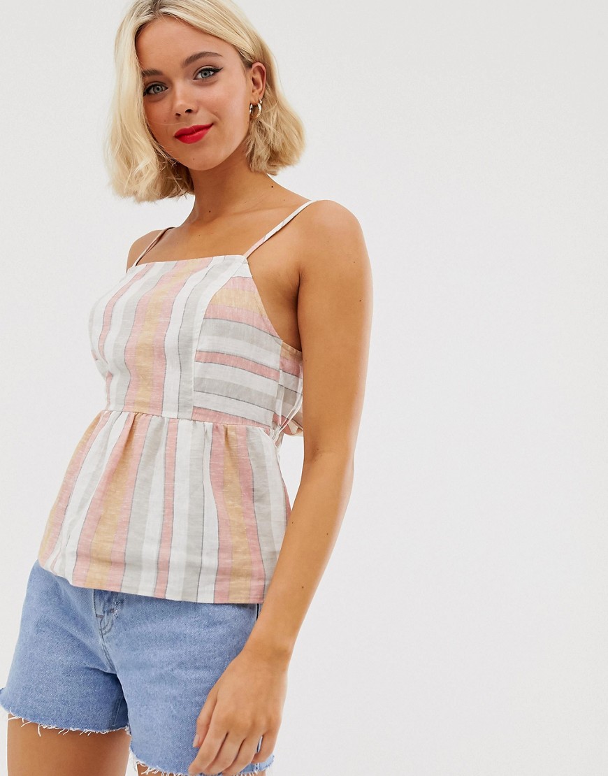 New Look cami with square neck in stripe