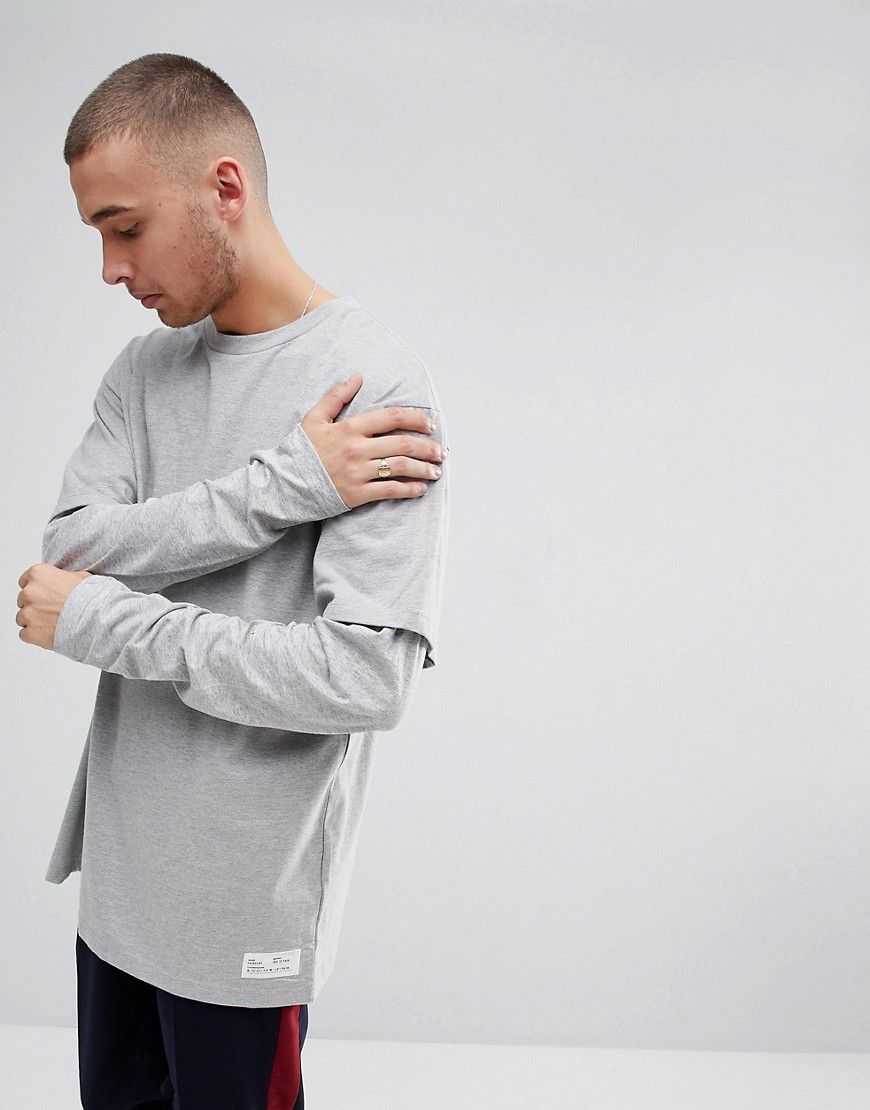 Fairplay Oversized Layered Long Sleeve T-Shirt in Grey