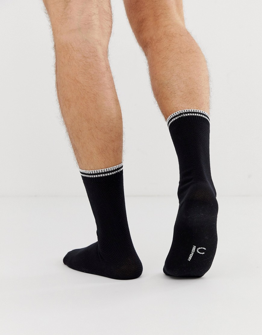Fred Perry tipped logo socks in black