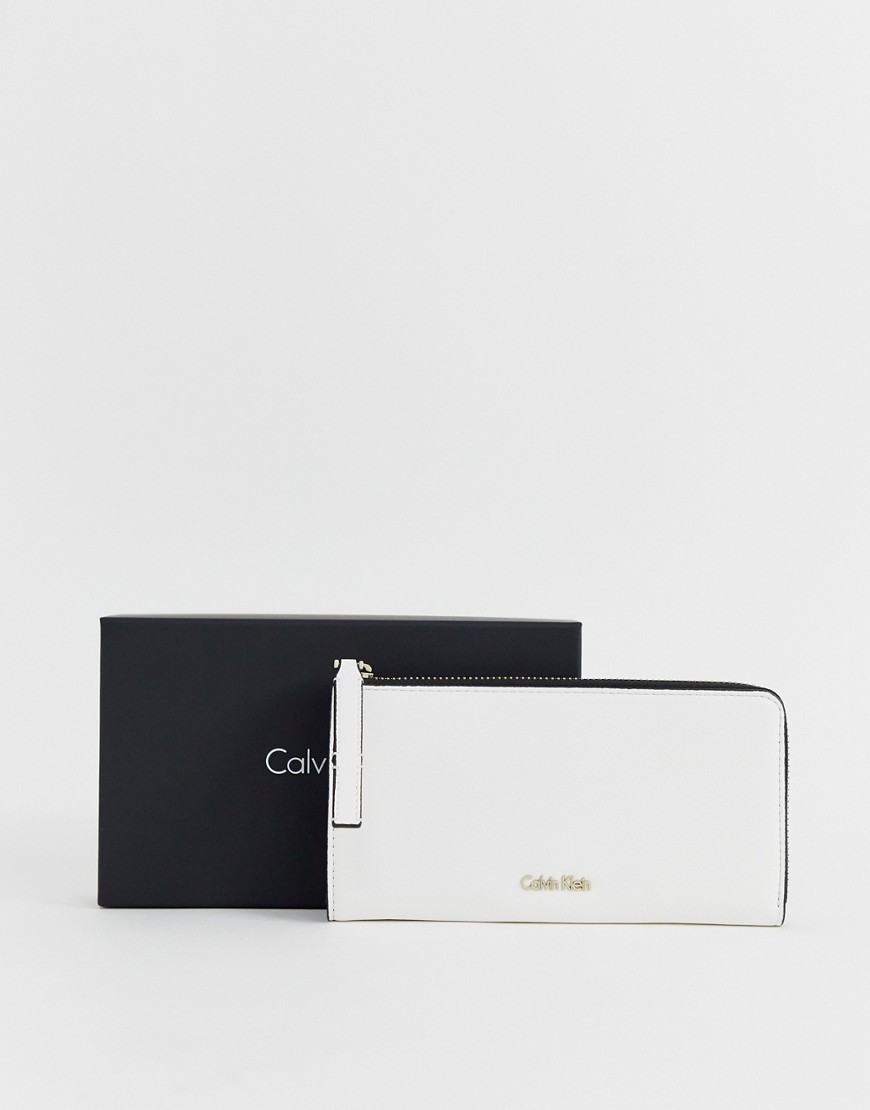 Calvin Klein large zip around purse - White