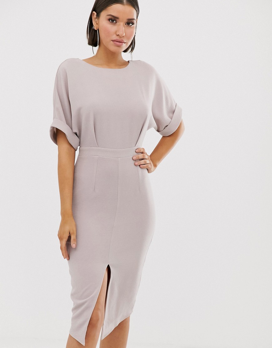 Asos Design Wiggle Midi Dress-grey