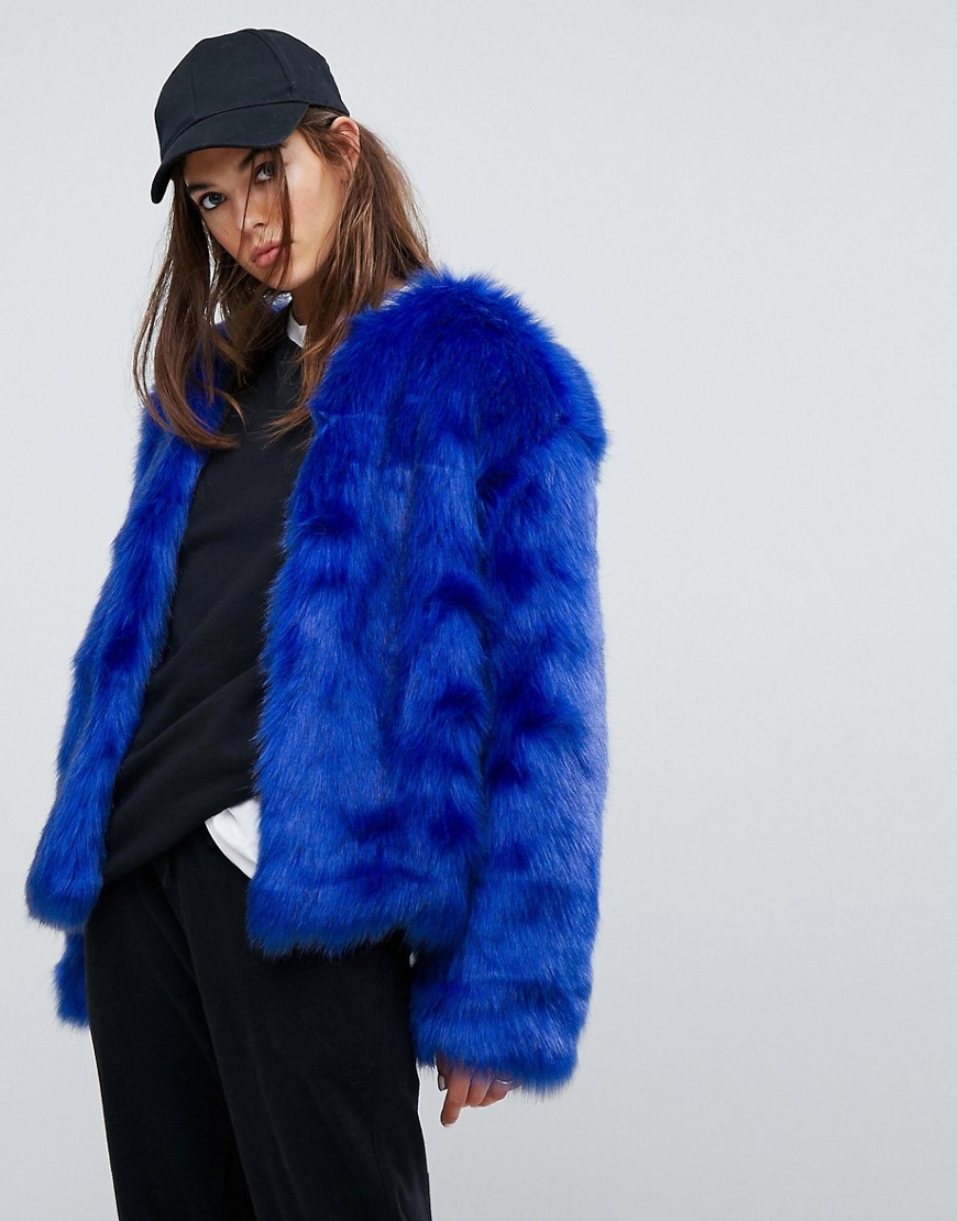 Story Of Lola Faux Fur Coat - Blue