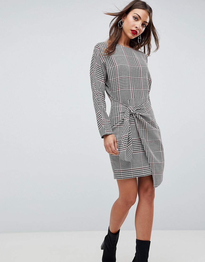 ASOS Checked 80's Mini Dress with Circle Belt