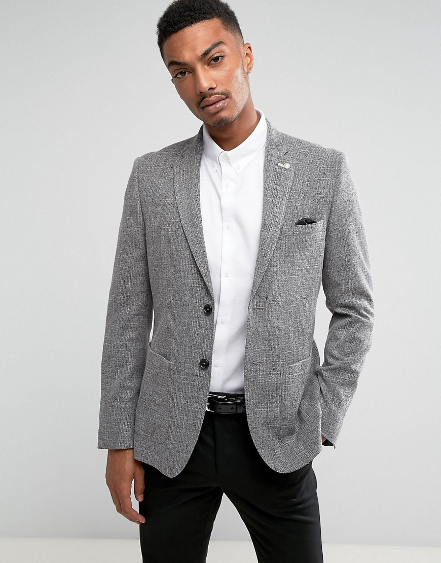 Burton Menswear Slim Fit Blazer In Grey