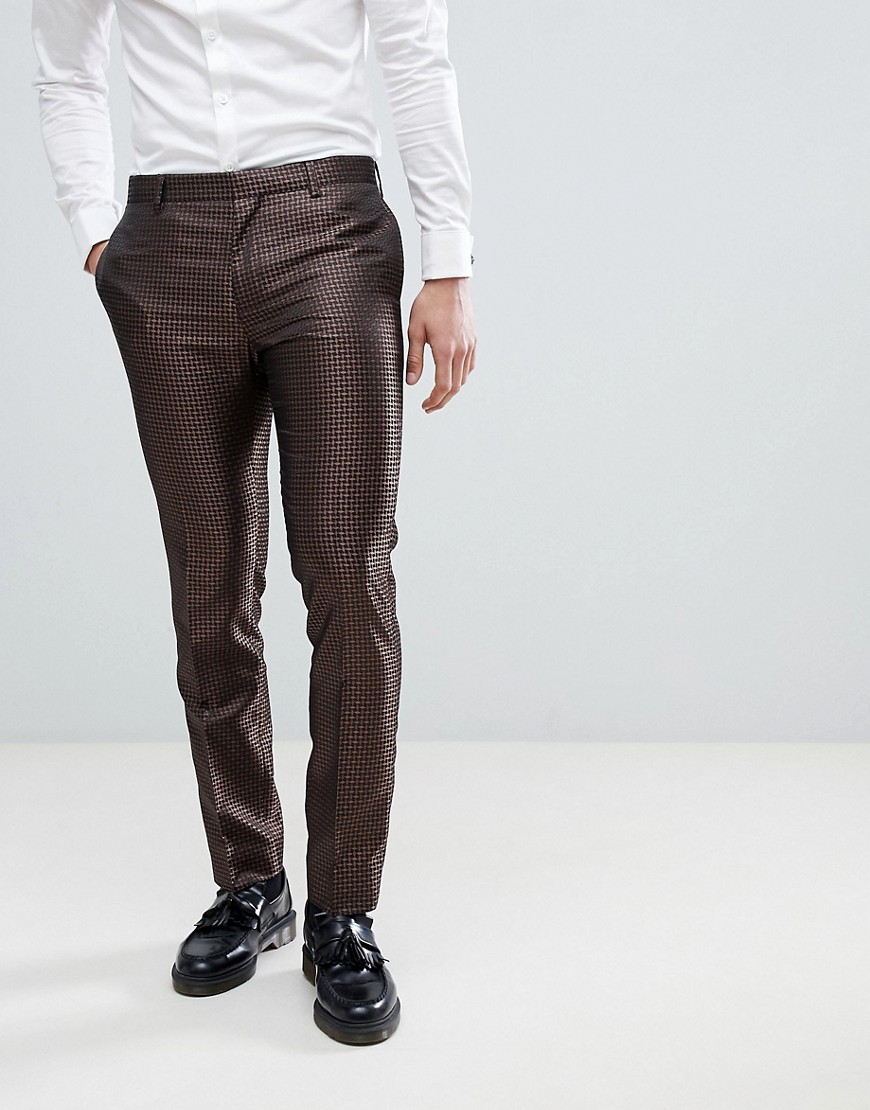 NEXT SKINNY FIT GEOMETRIC SUIT PANTS IN BRONZE - GOLD,155151