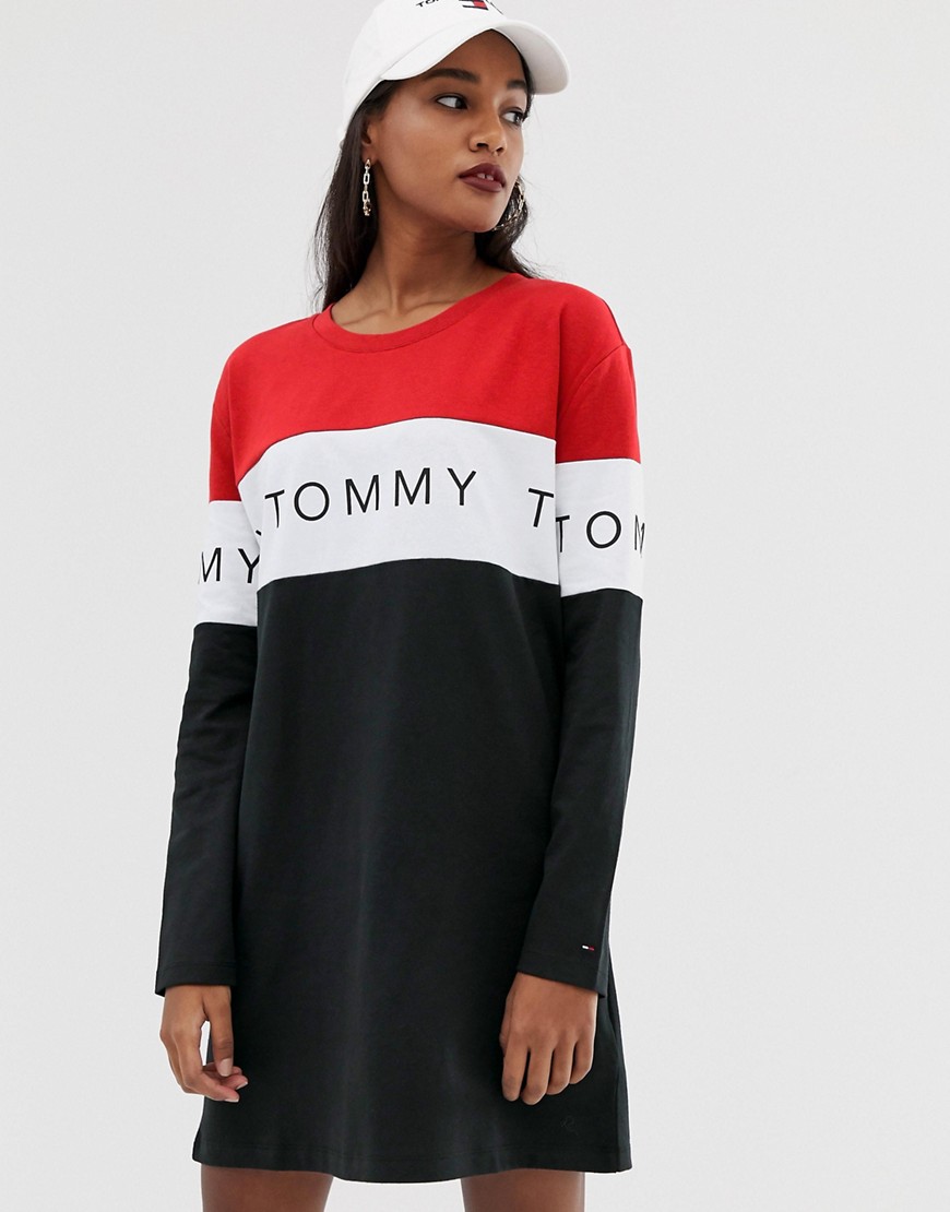 Tommy Jeans colourblock stripe logo oversized t-shirt dress