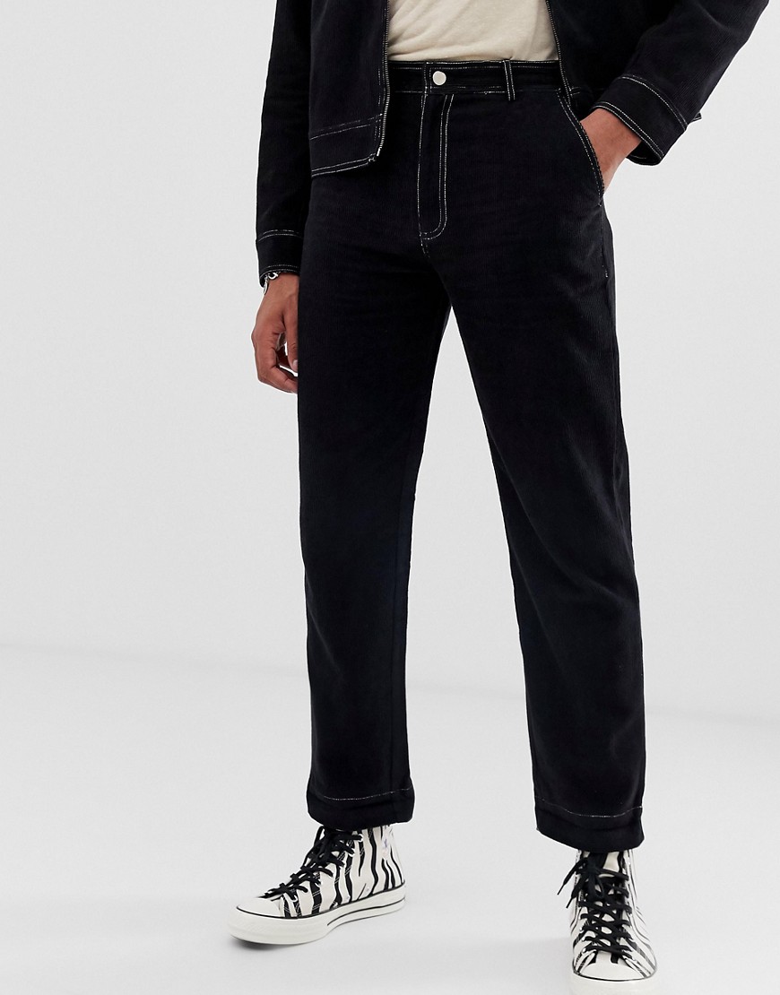 Sacred Hawk co-ord relaxed fit cord trousers in black
