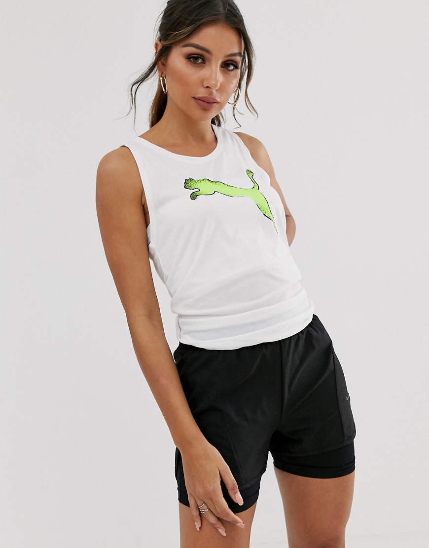 Puma Training vest top in white with back detail