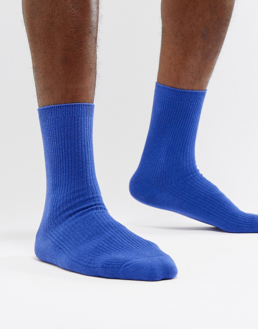 Weekday Limited Edition rib socks in blue - Blue